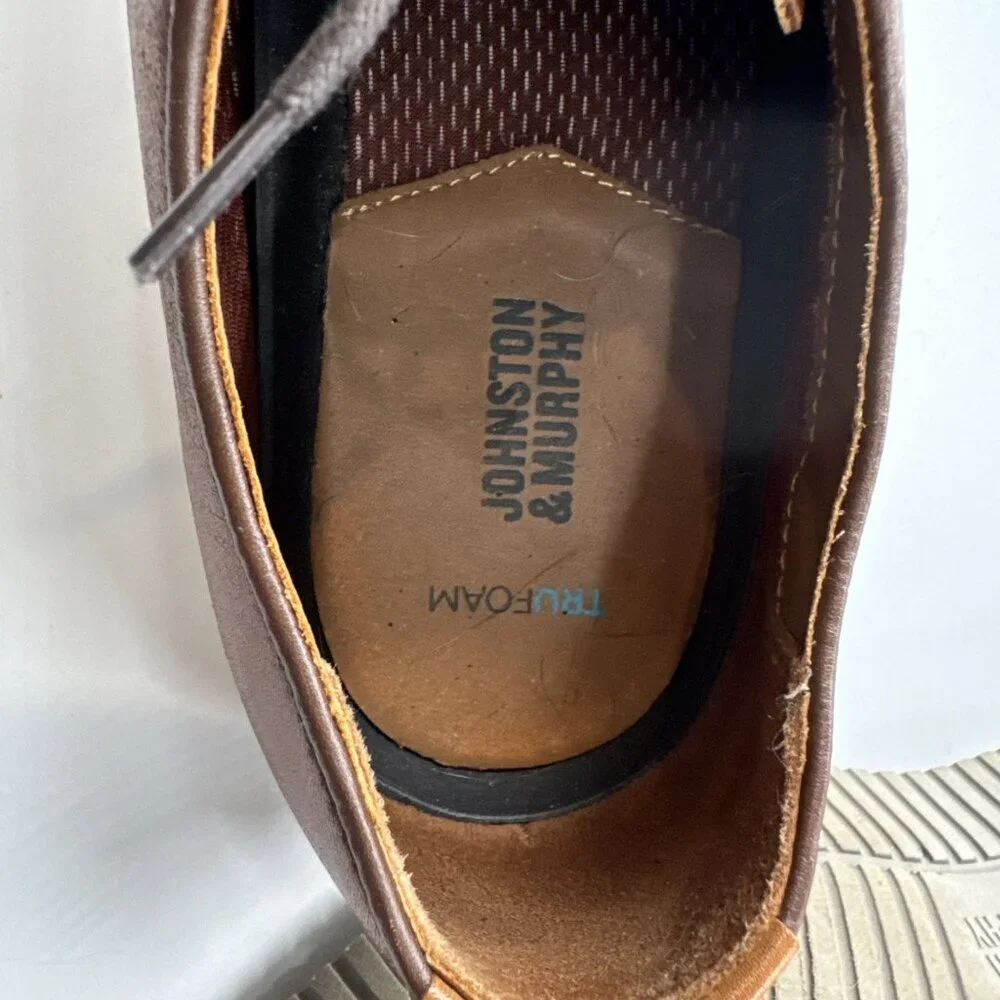 Johnston & Murphy Leather Upton Wingtip Oxford Shoes Mens 11 M Tan Dress w/ Box